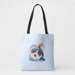 Tote Bag Cute Kawaii Orca Killer Whale Rainbows Papillons
