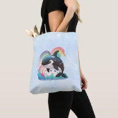 Tote Bag Cute Kawaii Orca Killer Whale Rainbows Papillons (De près)