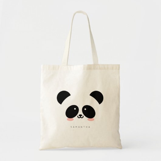 Tote Bag Cute Kawaii Panda| Ajouter votre nom (Devant)