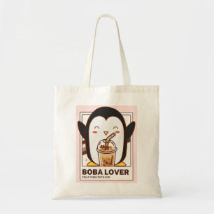 Tote Bag Cute Kawaii Penguin Boba Lover