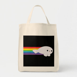 Tote Bag Cute Kawaii Rainbow Rocket Baby Seal Grocery Fourr