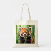 Tote Bag Cute Kawaii style Panda rouge avec un grand sourir (Dos)