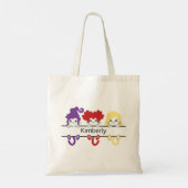 Tote Bag Cute Kawaii Witch Sisters Cats Name Monogram (Dos)
