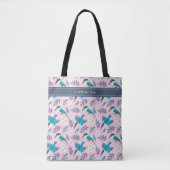 Tote Bag Cute Kingfisher Birds Floral Pattern Nom rose (Devant)
