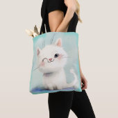 Tote Bag Cute Kitten blanc (De près)