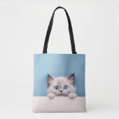 Tote Bag Cute Kitten Peeking Ragdoll Chat (Devant)