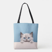 Tote Bag Cute Kitten Peeking Ragdoll Chat (Dos)
