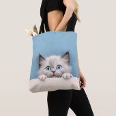 Tote Bag Cute Kitten Peeking Ragdoll Chat (De près)