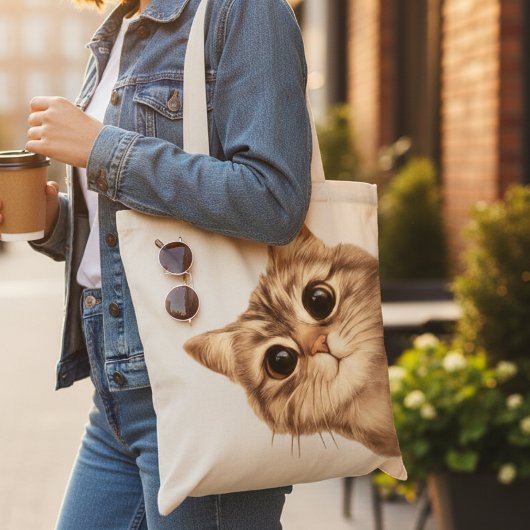 Tote Bag Cute Kitten Reusable Shoulder Bag for Women