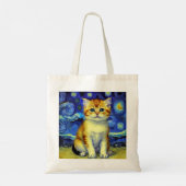 Tote Bag Cute Kitten Starry Night Van Gogh (Dos)
