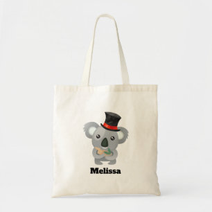 Tote Bag Cute Koala dans un top noir Hat Custom