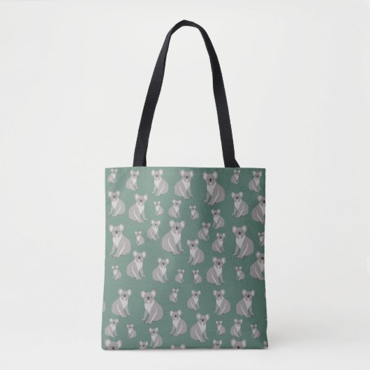 Tote Bag Cute Koala Eucalyptus Motif vert (Devant)
