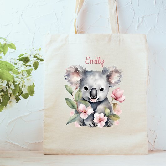 Tote Bag Cute Koala Ours Aquarelle Nom