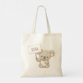 Tote Bag Cute Koala tenant un panneau de nom (Dos)