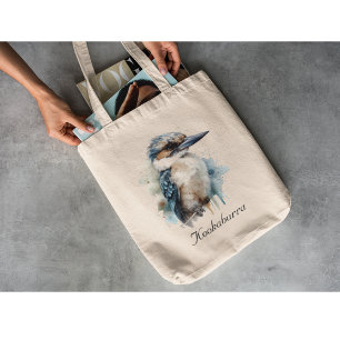 Tote Bag Cute Kookaburra sur une branche, personnalisé