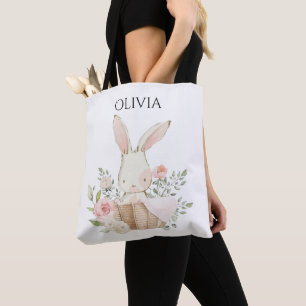 Tote Bag Cute lapin de lapin personnalisé en panier