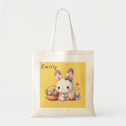 Tote Bag Cute lapin de Pâques personnalisé (Devant)