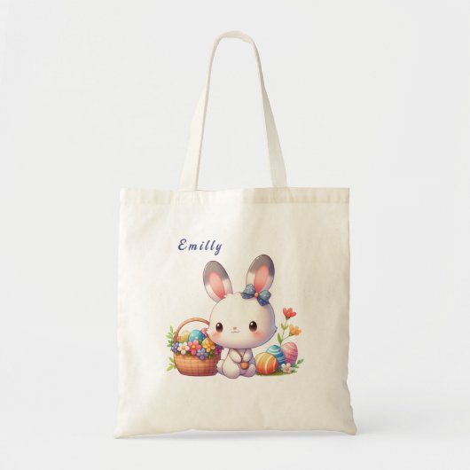 Tote Bag Cute lapin de Pâques personnalisé (Devant)