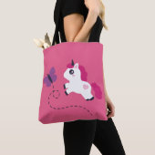 Tote Bag Cute licorne blanche avec un papillon (De près)