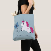 Tote Bag Cute licorne blanche avec un papillon (De près)