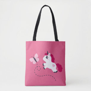 Tote Bag Cute licorne blanche avec un papillon