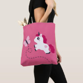 Tote Bag Cute licorne blanche avec un papillon (De près)