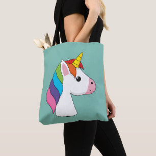 Tote Bag Cute licorne magique avec cheveux colorés