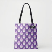 Tote Bag Cute Lilac Cupcake motif - vos initiales ou votre  (Devant)