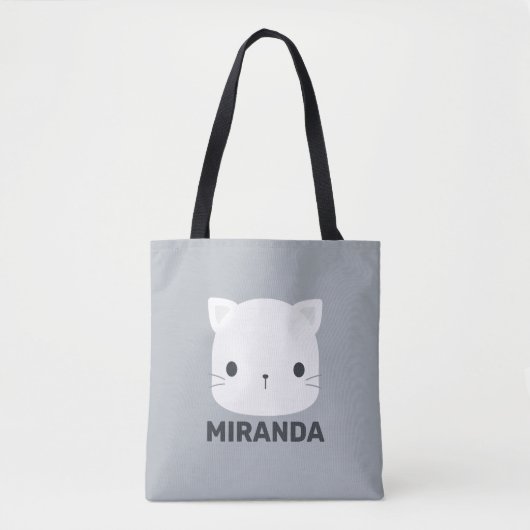 Tote Bag Cute Little Cat avec nom personnalisé (Devant)