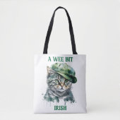 TOTE BAG CUTE LITTLE IRISH GREY TABBY CAT WITH CAP (Devant)