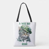 TOTE BAG CUTE LITTLE IRISH GREY TABBY CAT WITH CAP (Dos)