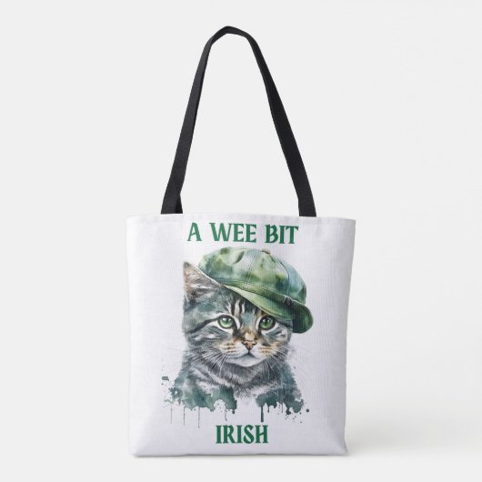 TOTE BAG CUTE LITTLE IRISH GREY TABBY CAT WITH CAP (Dos)