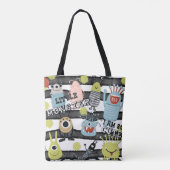 Tote Bag Cute Little Monsters Moderne Chic Aquarelle Bande (Dos)