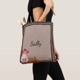 Tote Bag Cute Little Rose Piggy Personnalisé