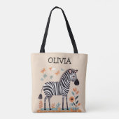 Tote Bag Cute Little Zebra avec Fleurs et Papillons (Dos)