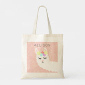 Tote Bag Cute Llama Blush Rose Floral Personnalisé (Dos)