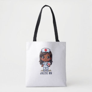 Tote Bag Cute Manga Black Nurse Caricature Personnalisée