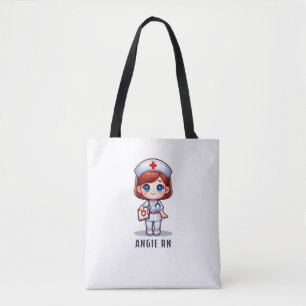 Tote Bag Cute Manga Redhead Nurse Caricature Personnalisée