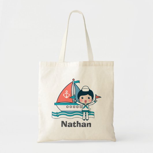 Tote Bag Cute marin et bateau Personnalisé (Devant)