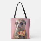 Tote Bag Cute Meerkat avec lunettes et pizza (Dos)