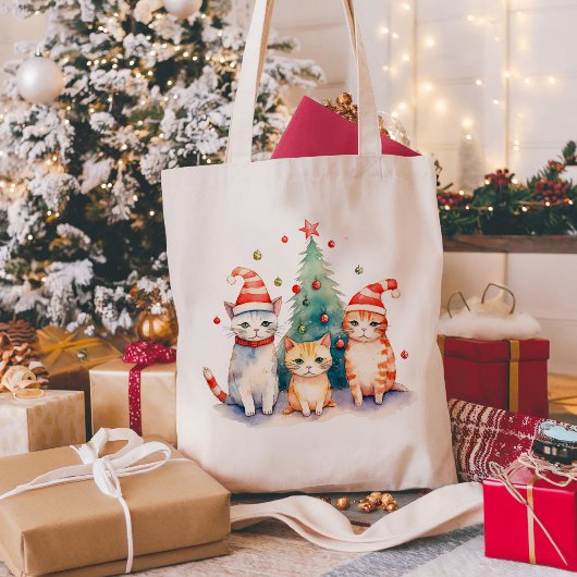 Tote Bag Cute Meowy Christmas Cats