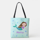 Tote Bag Cute Mermaid Purple Glitter (Dos)