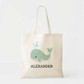 Tote Bag Cute Mint Green Whale Kids' Personnalisé (Devant)