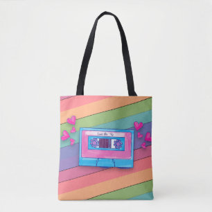 Tote Bag Cute Mixtape Rainbow Arrière - plan Retro Music Lo