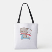 Tote Bag Cute Mochi Peach Cat (Dos)