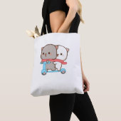 Tote Bag Cute Mochi Peach Cat (De près)