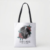 Tote Bag Cute Modern 1 Photo Couples Names Date Married (Devant)