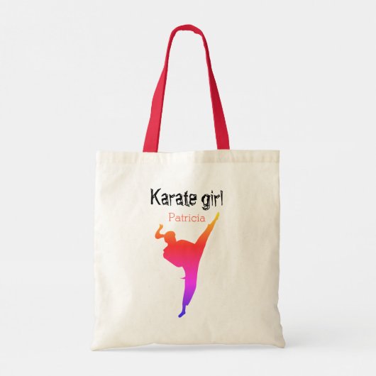 Tote Bag Cute Modern Karate Girl Silhouette Martial Arts (Dos)