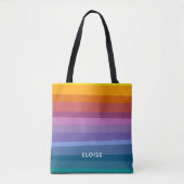 Tote Bag Cute Moderne Abstrait Vibrant Arc-en-ciel rayures  (Devant)