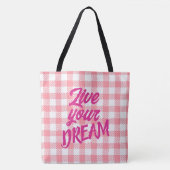 Tote Bag Cute Moderne Fille Rose Blanc En vichy Plaid (Devant)